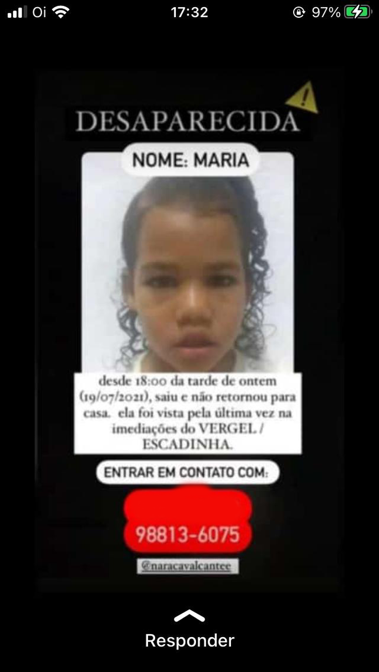 Menina de 9 anos desaparece enquanto brincava em praça com mãe - Alagoas 24  Horas: Líder em Notícias On-line de Alagoas